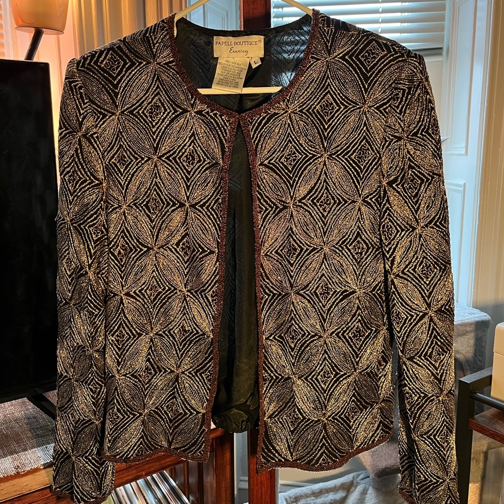 vintage 100% silk embellished blazer